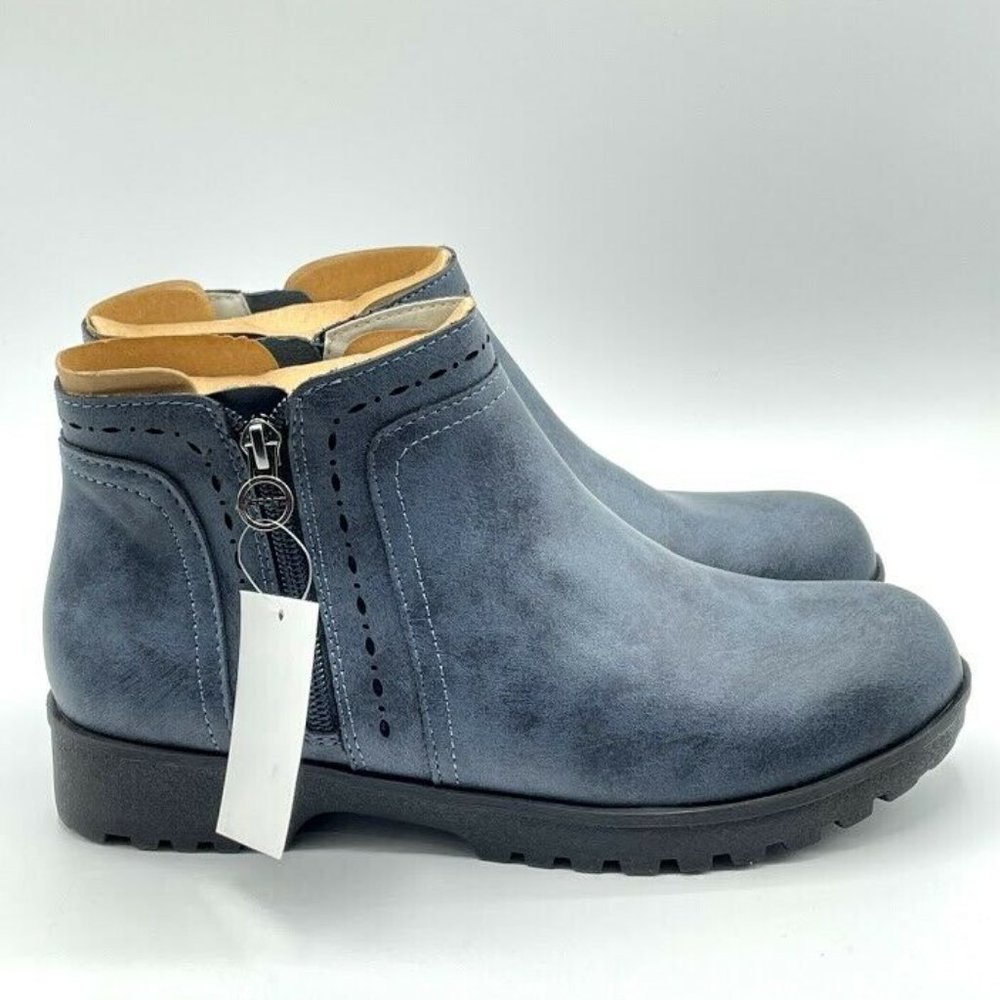 Jambu JSport Women's Size 7 Jenna Navy Zip Up Short Ankle Boot - Picture 3 of 9